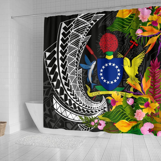 Cook Islands Shower Curtains - Seal Spiral Polynesian Patterns
