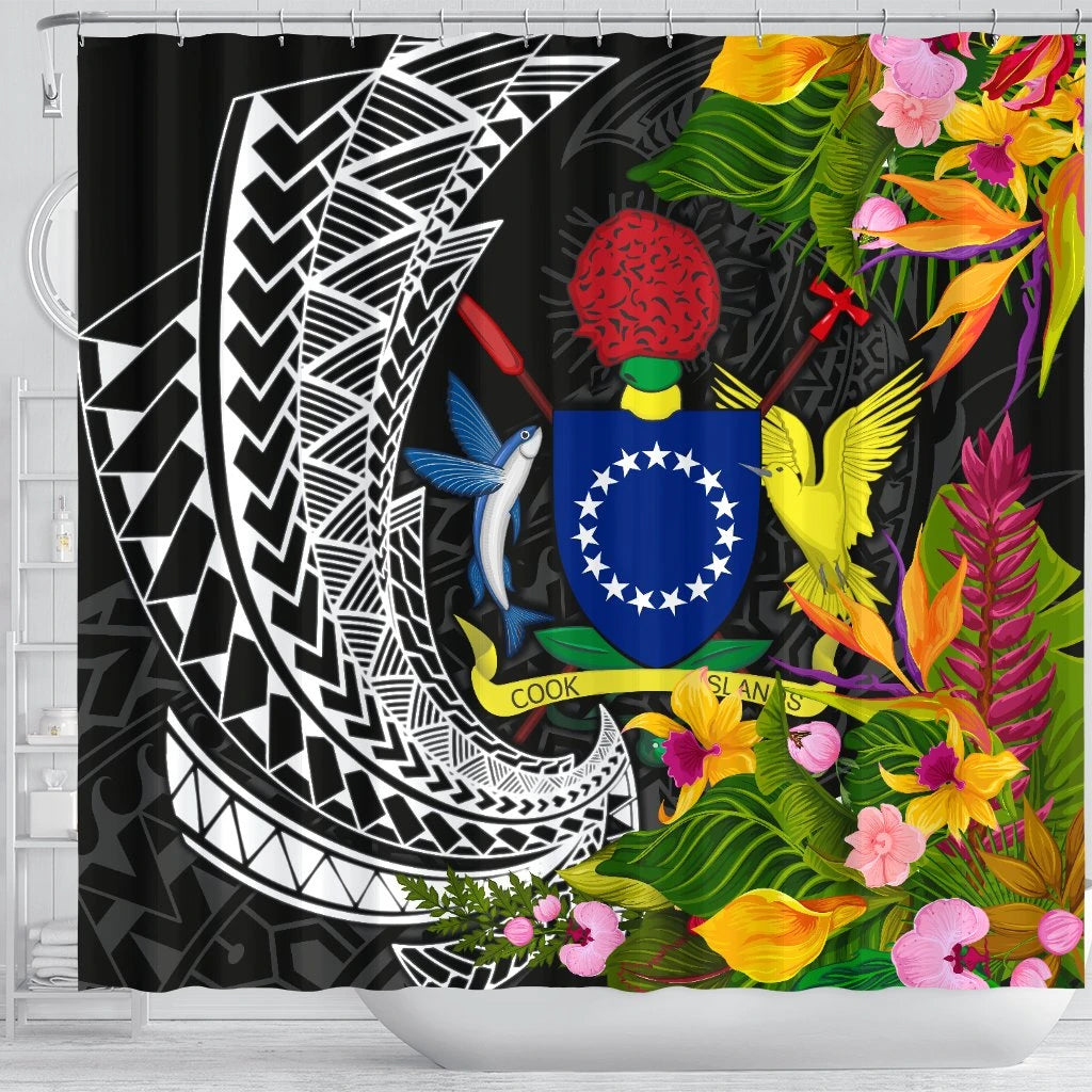 Cook Islands Shower Curtains - Seal Spiral Polynesian Patterns