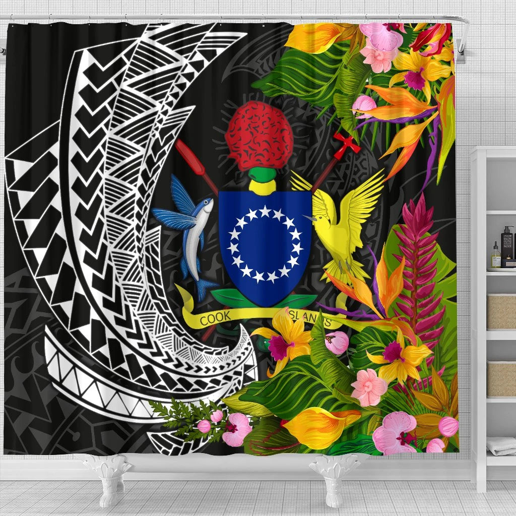 Cook Islands Shower Curtains - Seal Spiral Polynesian Patterns