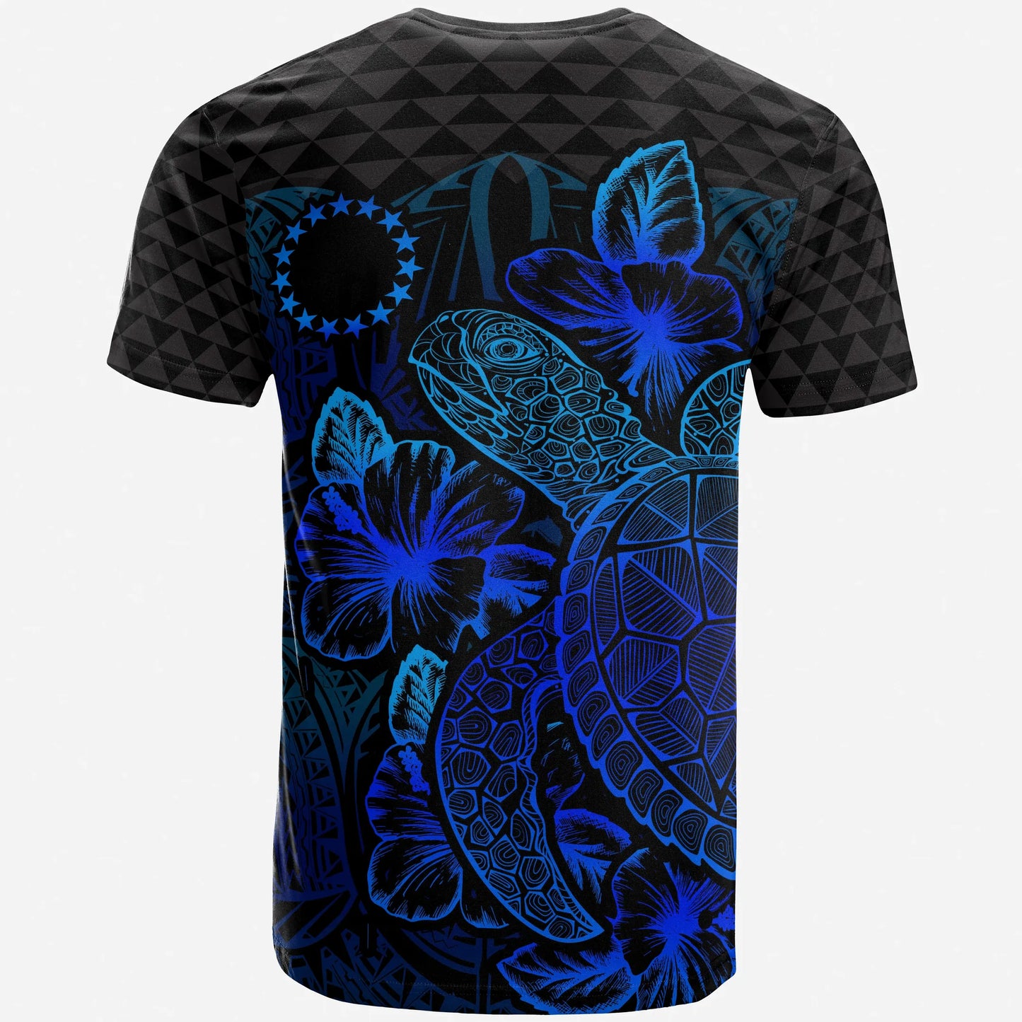 Cook Islands T-Shirt - Cook Islands Flag Turtle Hibiscus Blue