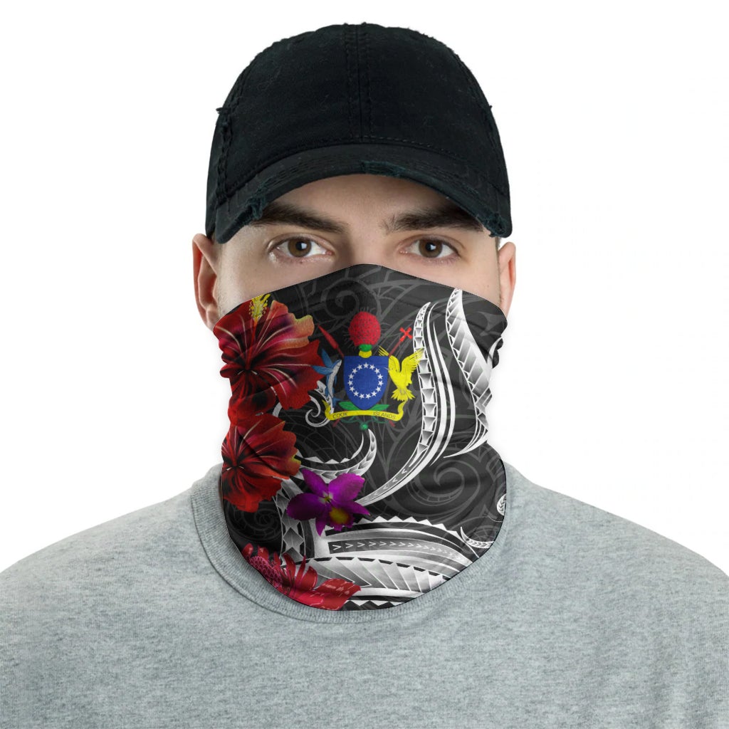 Cook Islands Neck Gaiter Tropical Flower with Polynesian Pattern