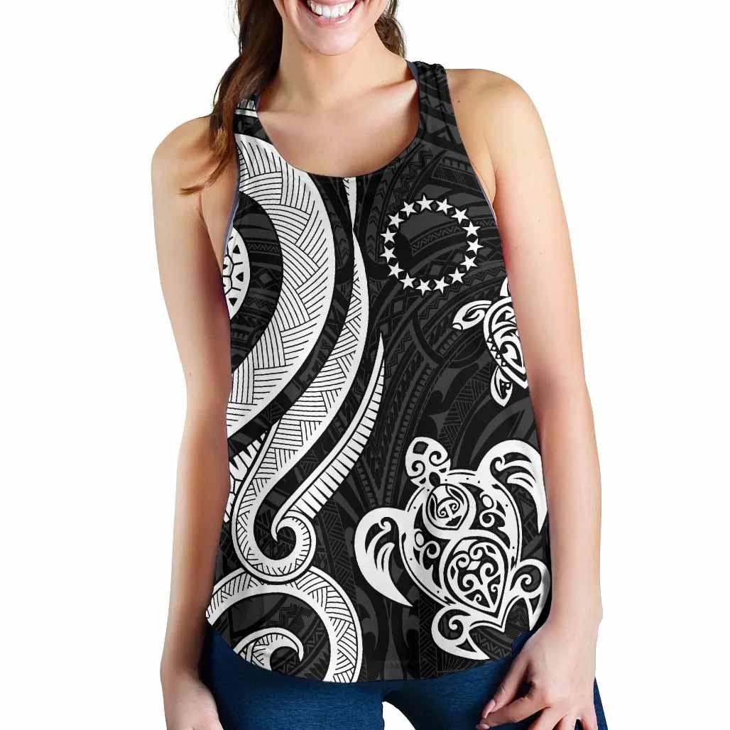 Cook Islands Women Racerback Tank - White Tentacle Turtle