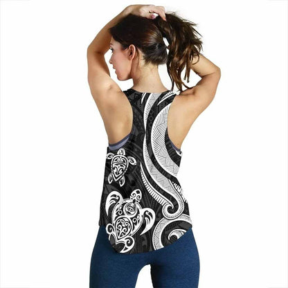Cook Islands Women Racerback Tank - White Tentacle Turtle