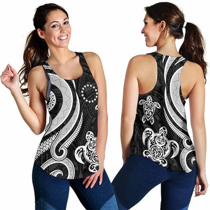 Cook Islands Women Racerback Tank - White Tentacle Turtle