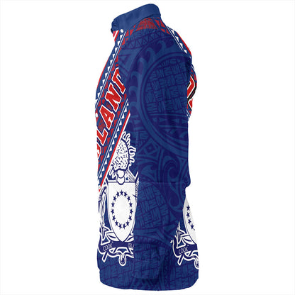 Cook Islands Long Sleeve Shirt Flag And Coat Of Arms