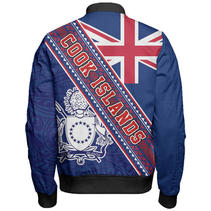 Cook Islands Bomber Jacket Flag And Coat Of Arms