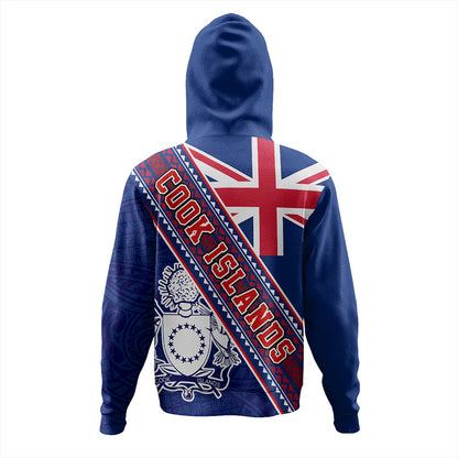 Cook Islands Hoodie Flag And Coat Of Arms