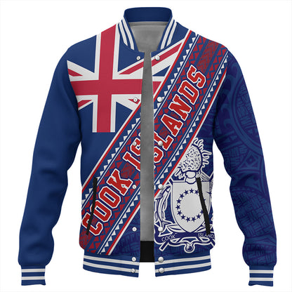 Cook Islands Baseball Jacket Flag And Coat Of Arms