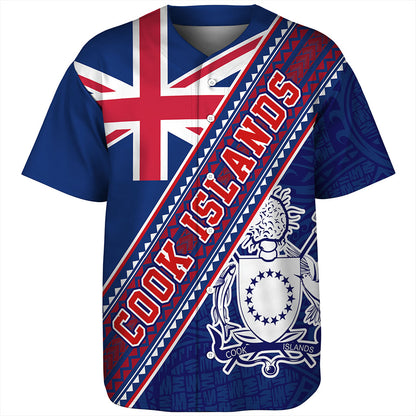 Cook Islands Baseball Shirt Flag And Coat Of Arms