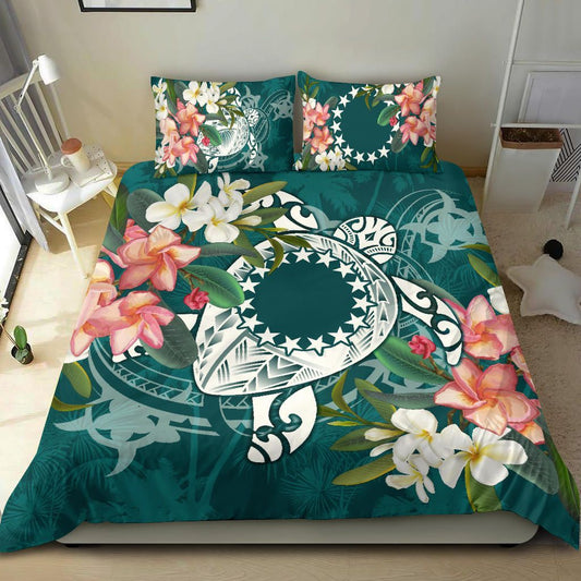 Cook Islands Polynesian Bedding Set - Turtle With Plumeria