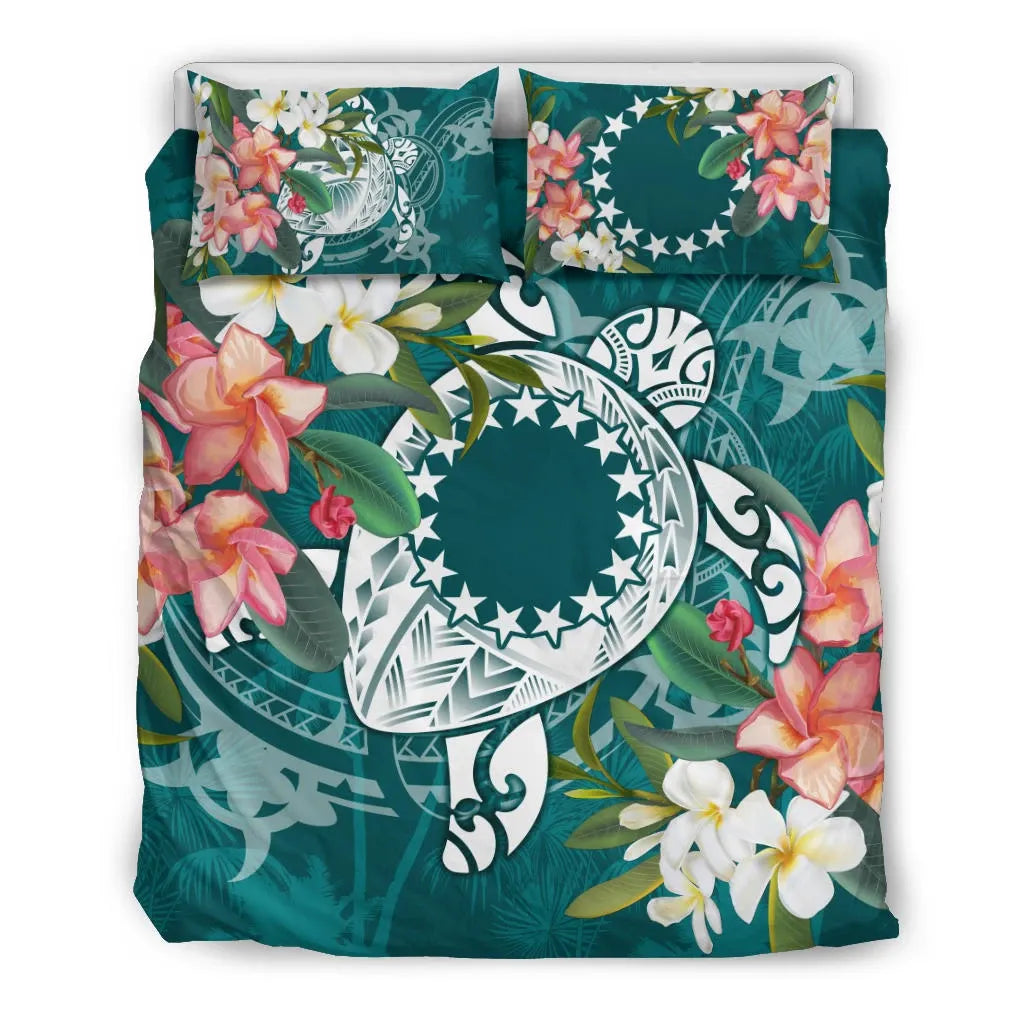 Cook Islands Polynesian Bedding Set - Turtle With Plumeria