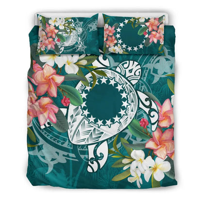 Cook Islands Polynesian Bedding Set - Turtle With Plumeria