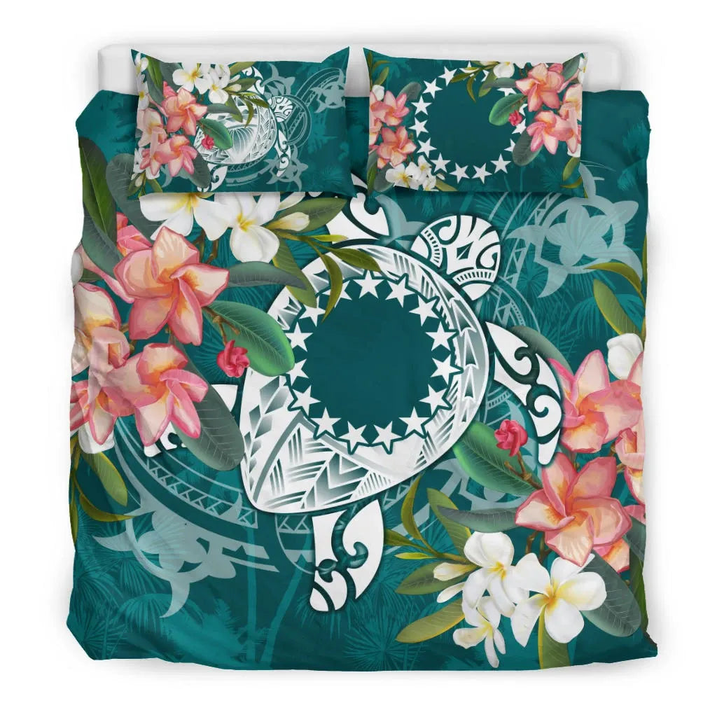 Cook Islands Polynesian Bedding Set - Turtle With Plumeria