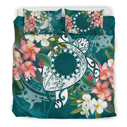 Cook Islands Polynesian Bedding Set - Turtle With Plumeria