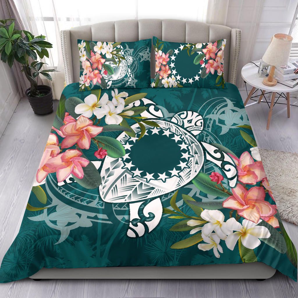 Cook Islands Polynesian Bedding Set - Turtle With Plumeria