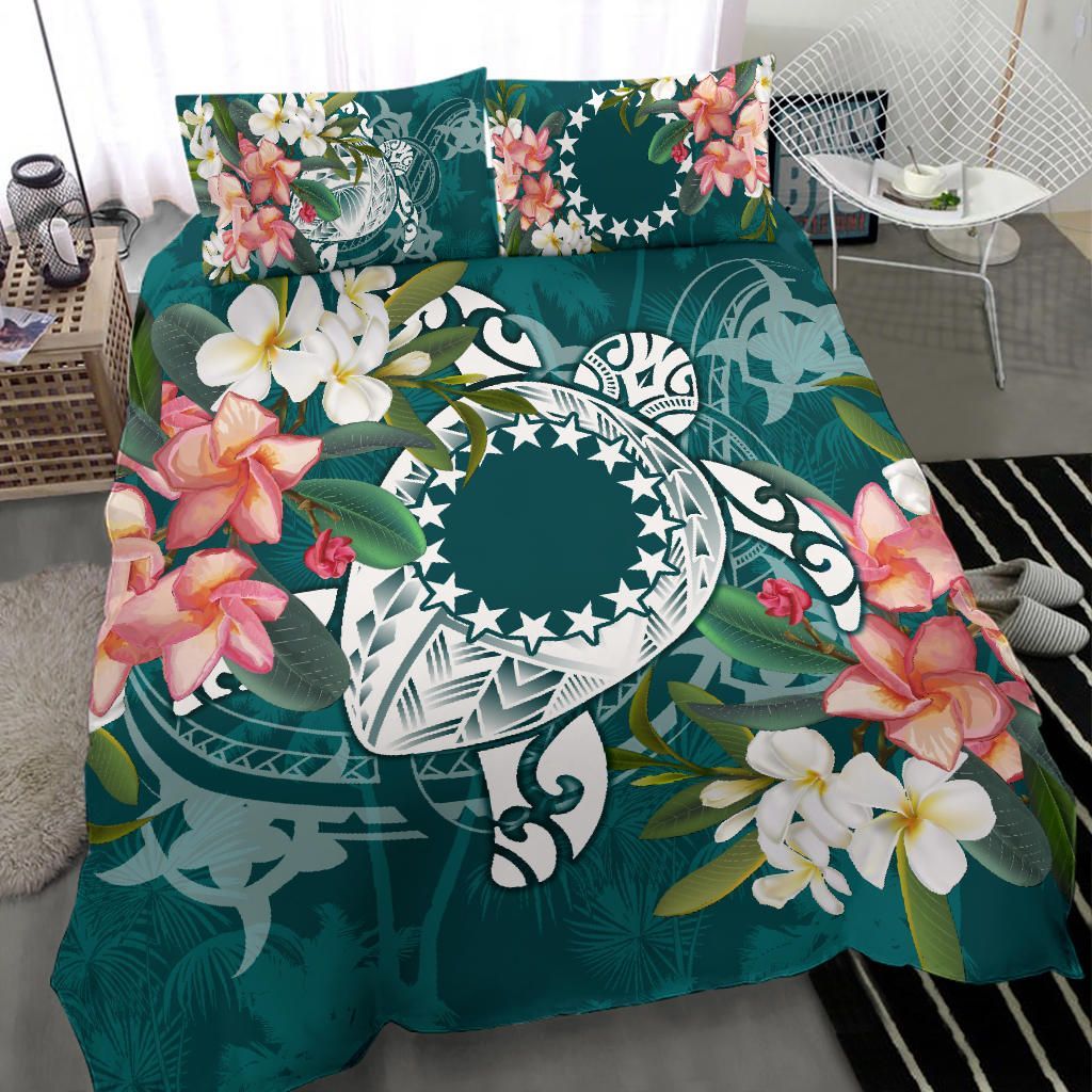 Cook Islands Polynesian Bedding Set - Turtle With Plumeria