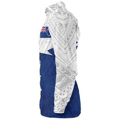 Cook Islands Long Sleeve Shirt Polynesian Tattoo Flag And Coat Of Arms