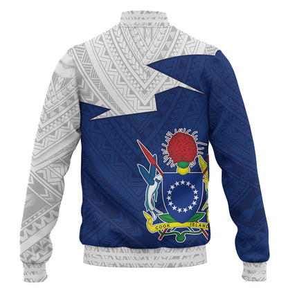 Cook Islands Baseball Jacket Polynesian Tattoo Flag And Coat Of Arms