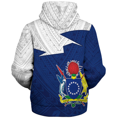 Cook Islands Sherpa Hoodie Polynesian Tattoo Flag And Coat Of Arms