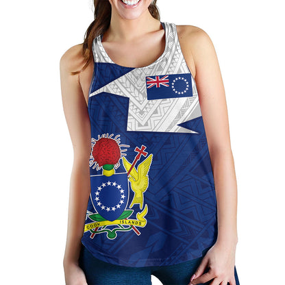 Cook Islands Women Tank Polynesian Tattoo Flag And Coat Of Arms