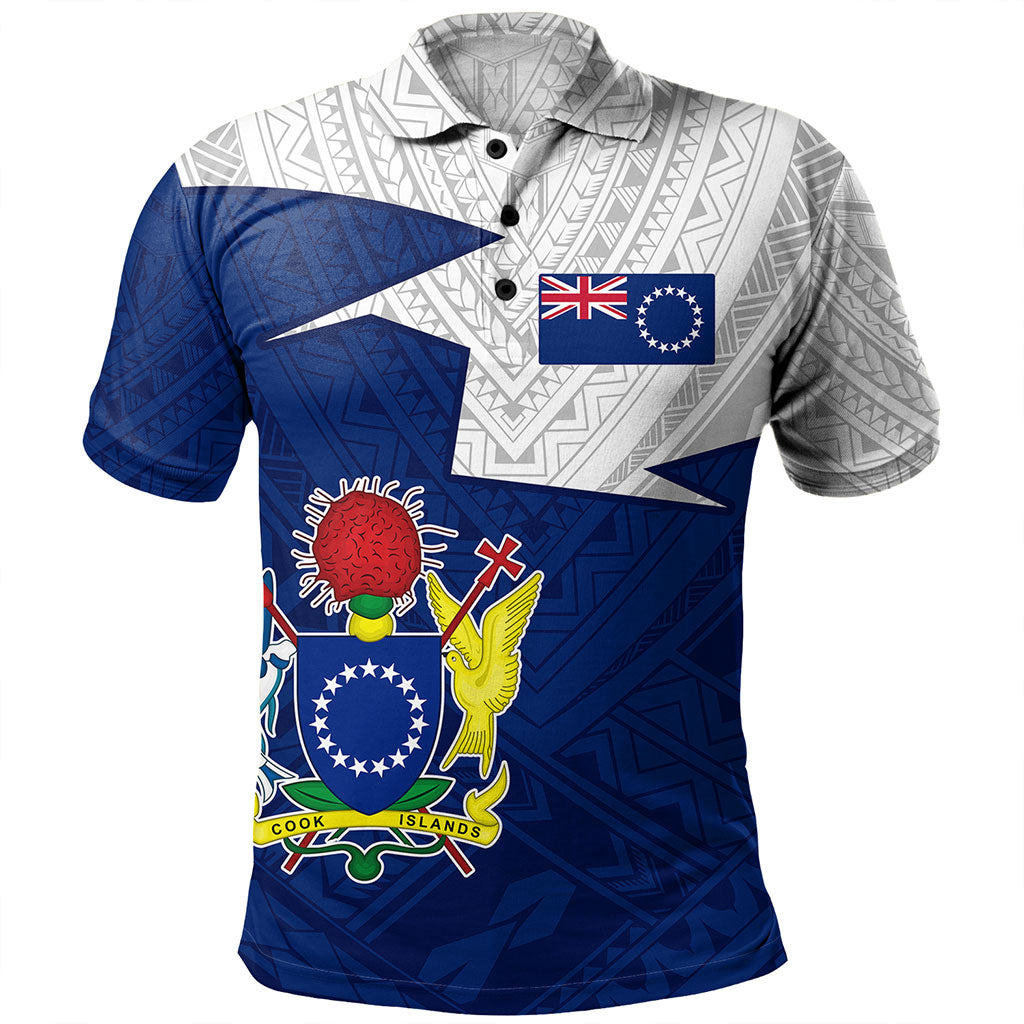 Cook Islands Polo Shirt Polynesian Tattoo Flag And Coat Of Arms