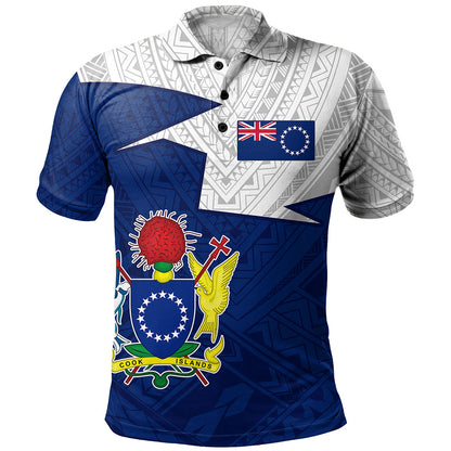 Cook Islands Polo Shirt Polynesian Tattoo Flag And Coat Of Arms
