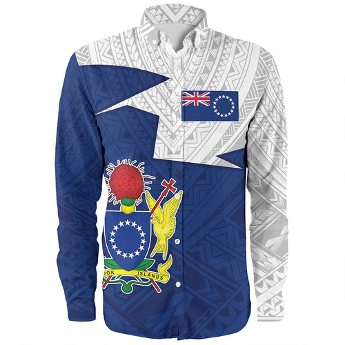 Cook Islands Long Sleeve Shirt Polynesian Tattoo Flag And Coat Of Arms