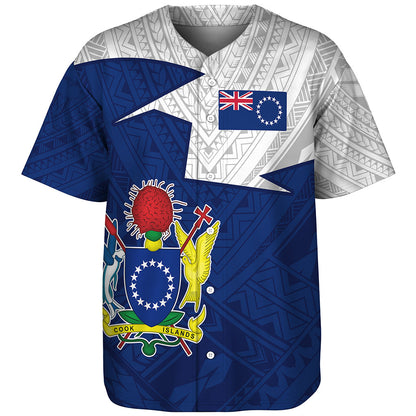 Cook Islands Baseball Shirt Polynesian Tattoo Flag And Coat Of Arms
