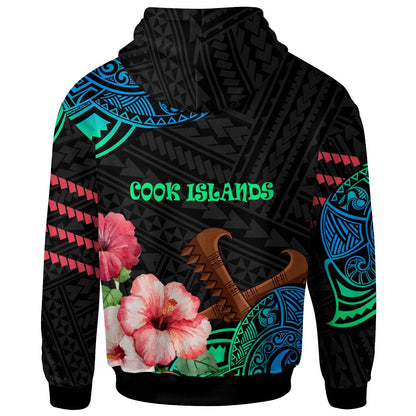 Cook Islands Hoodie Polynesian Pattern with Hibicus Flowers