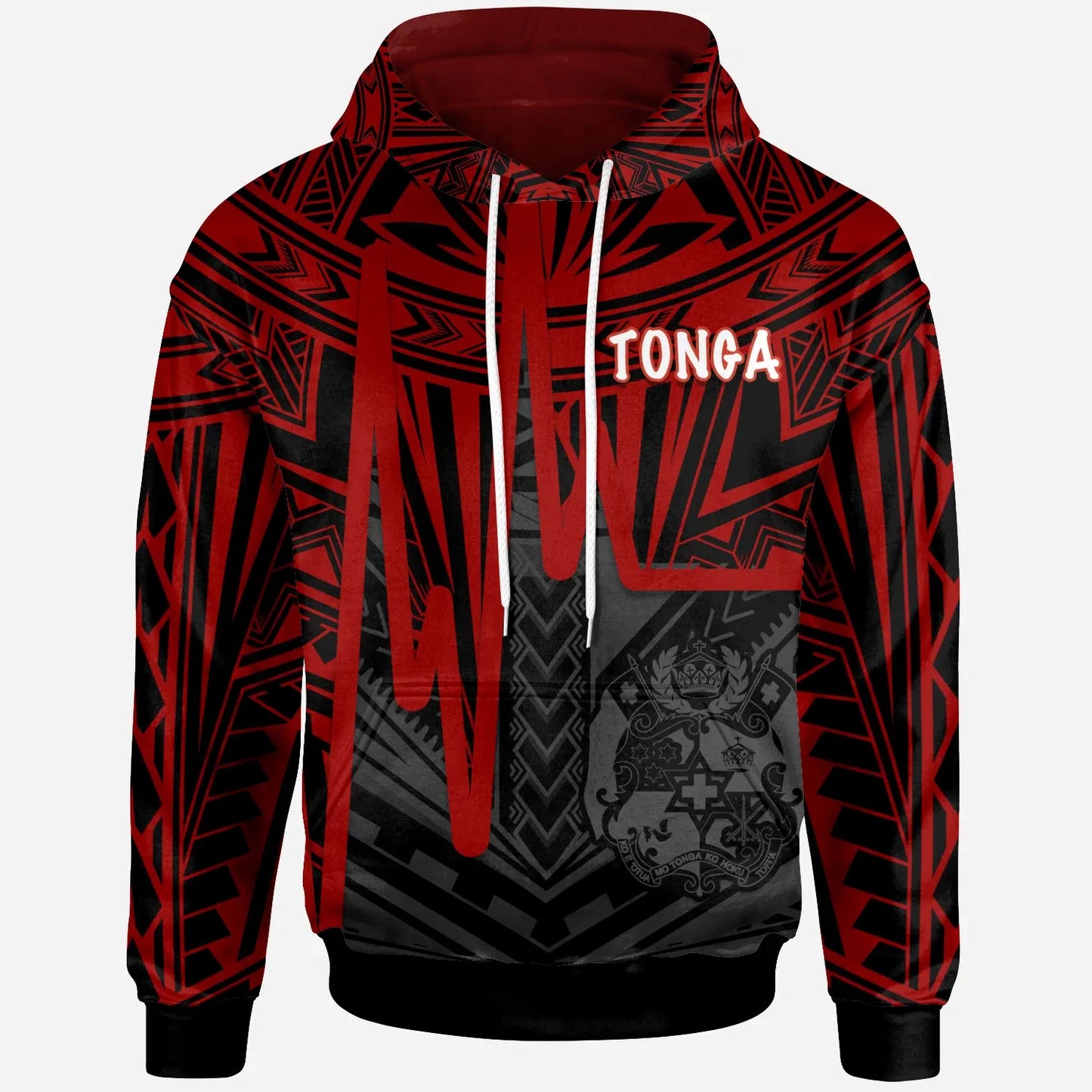 Tonga Hoodie - Tonga Seal In Heartbeat Patterns Style (Red)