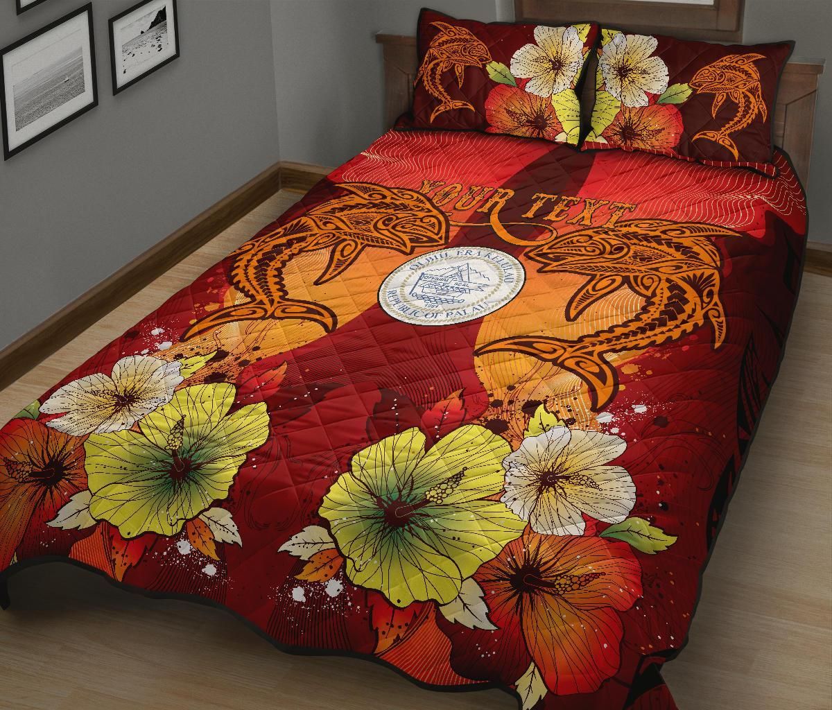 Palau Custom Personalised Quilt Bed Sets - Tribal Tuna Fish
