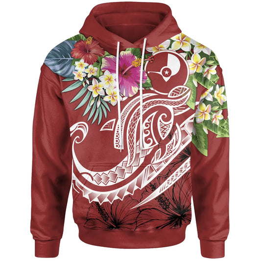 YAP Polynesian Hoodie - Summer Plumeria (Red)
