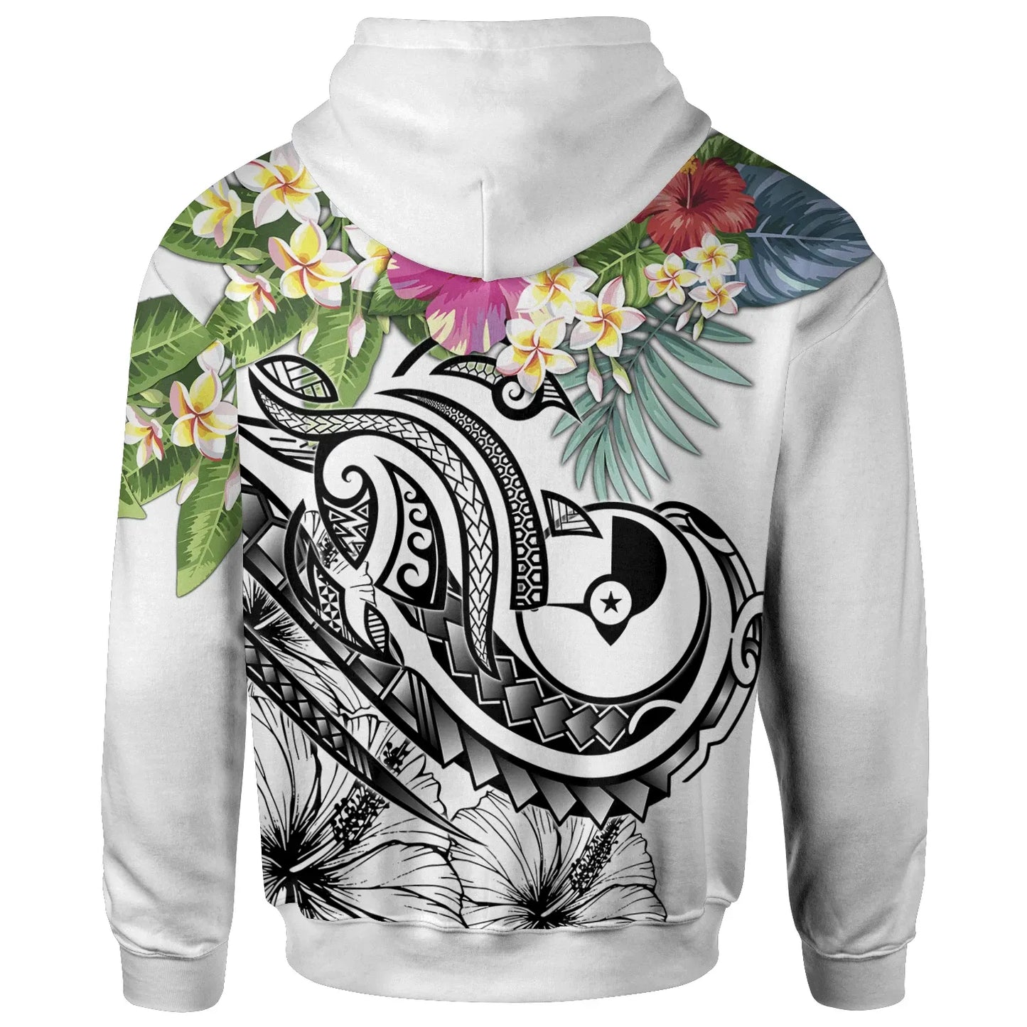 YAP Polynesian Hoodie - Summer Plumeria (White)
