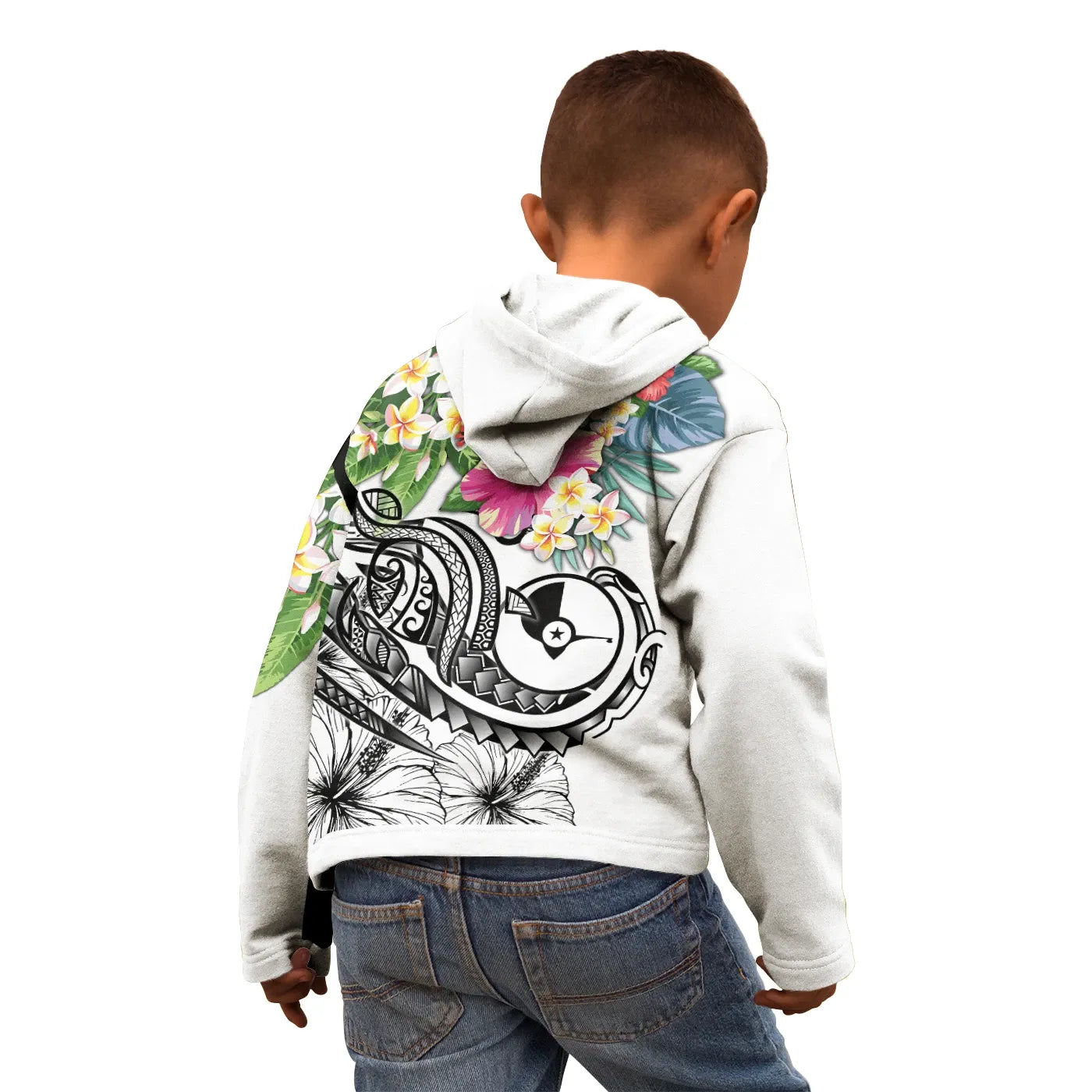 YAP Polynesian Hoodie - Summer Plumeria (White)
