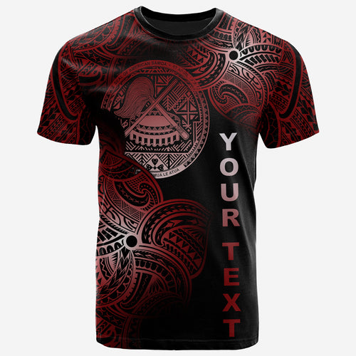 American Samoa Polynesia Custom Personalized T-Shirt - American Samoa Tribal Flower Red