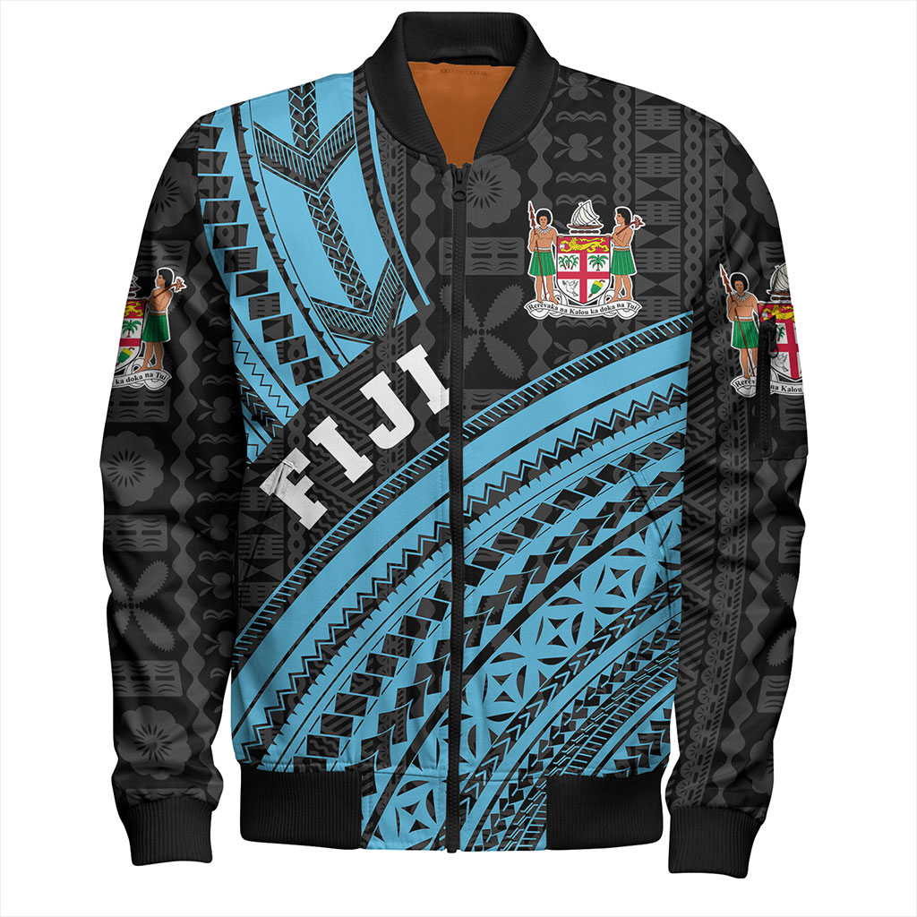 Fiji Bomber Jacket Custom Melanesian Tattoo Simple