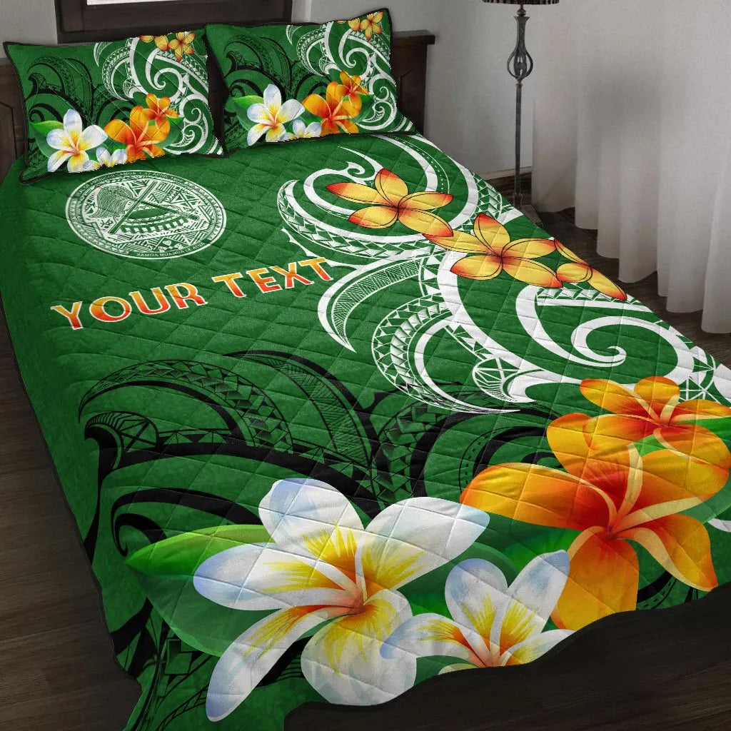 [Custom] American Samoa Personalised Quilt Bed Set - American Samoan Spirit Green