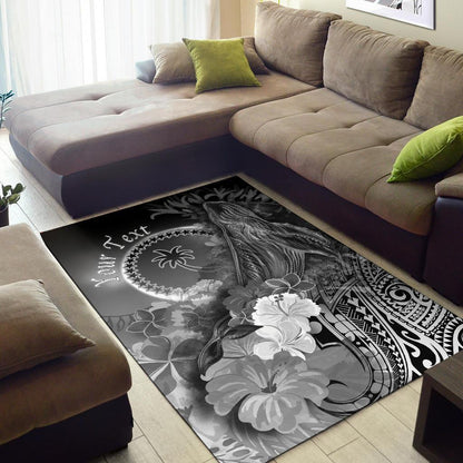 [Custom Personalised] Chuuk Area Rug - Humpback Whale with Tropical Flowers (White)