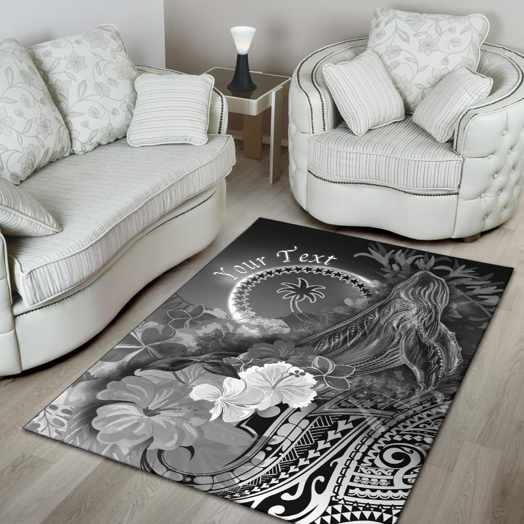 [Custom Personalised] Chuuk Area Rug - Humpback Whale with Tropical Flowers (White)