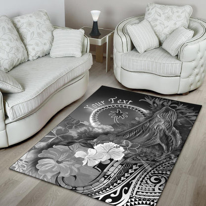 [Custom Personalised] Chuuk Area Rug - Humpback Whale with Tropical Flowers (White)