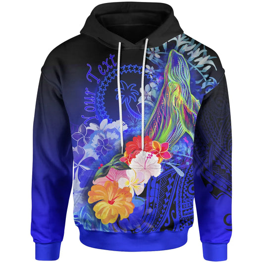 [Custom Personalised] Chuuk Hoodie - Humpback Whale with Tropical Flowers (Blue)