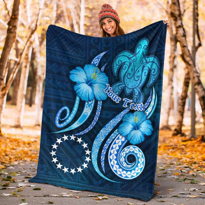 [Custom] Cook Islands Personalised Premium Blanket - Turtle and Tribal Tattoo Of Polynesian