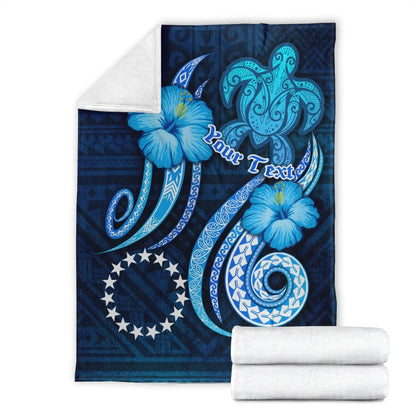 [Custom] Cook Islands Personalised Premium Blanket - Turtle and Tribal Tattoo Of Polynesian