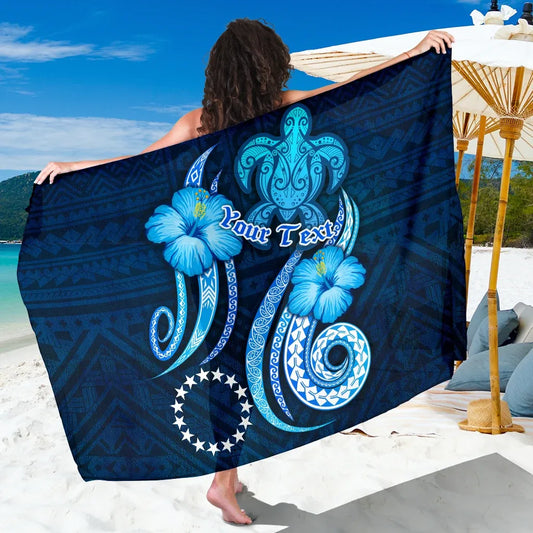 [Custom] Cook Islands Personalised Sarong - Turtle and Tribal Tattoo Of Polynesian