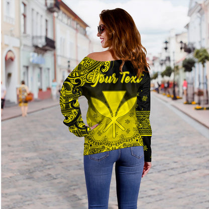 Hawaii Off Shoulder Sweatshirt Custom Kanaka Paisley Style