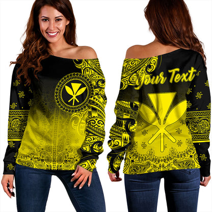 Hawaii Off Shoulder Sweatshirt Custom Kanaka Paisley Style