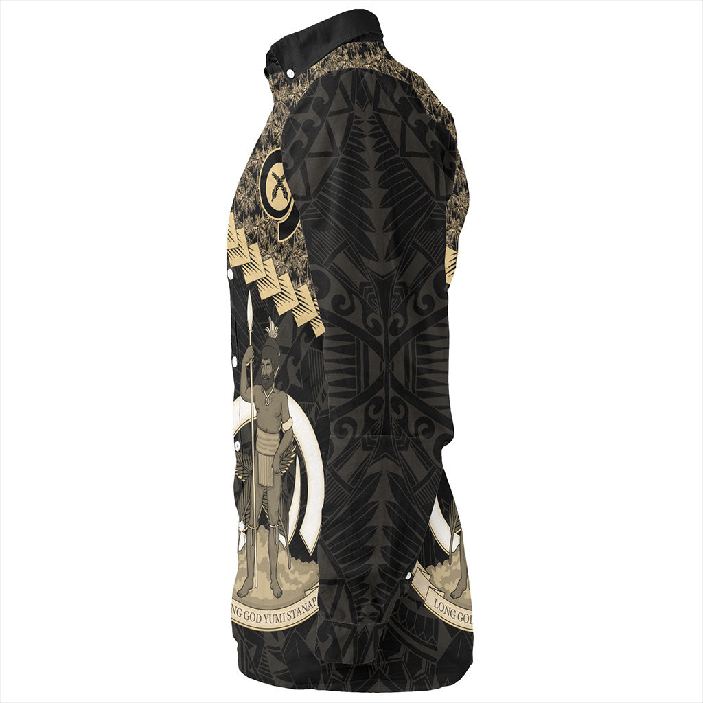 Vanuatu Long Sleeve Shirt Custom Melanesia Tribal Golden Coconut