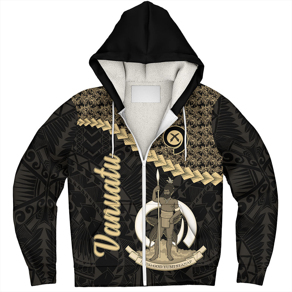 Vanuatu Sherpa Hoodie Custom Melanesia Tribal Golden Coconut