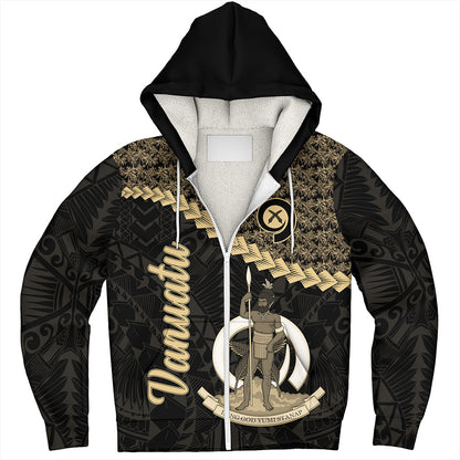 Vanuatu Sherpa Hoodie Custom Melanesia Tribal Golden Coconut