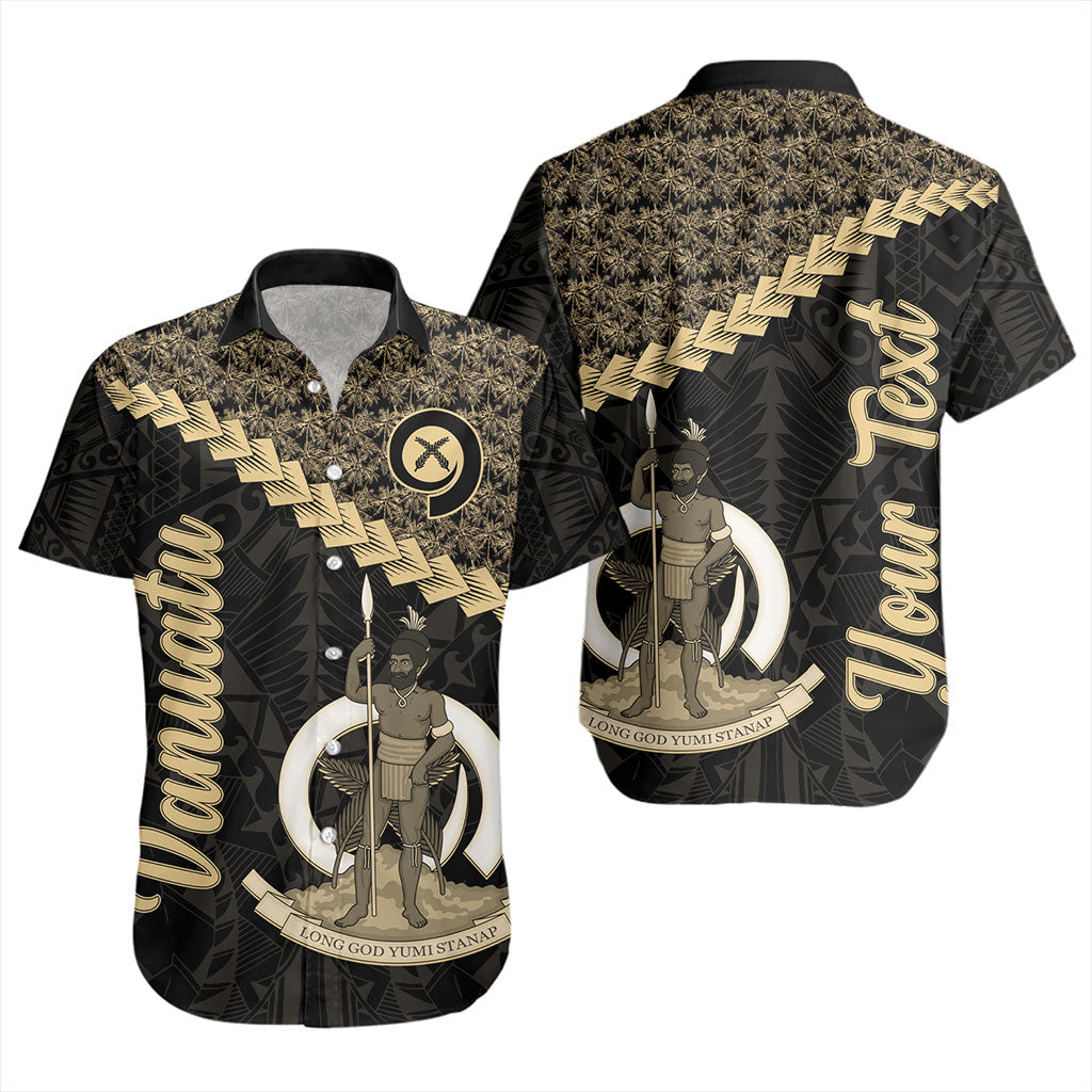 Vanuatu Short Sleeve Shirt Custom Melanesia Tribal Golden Coconut